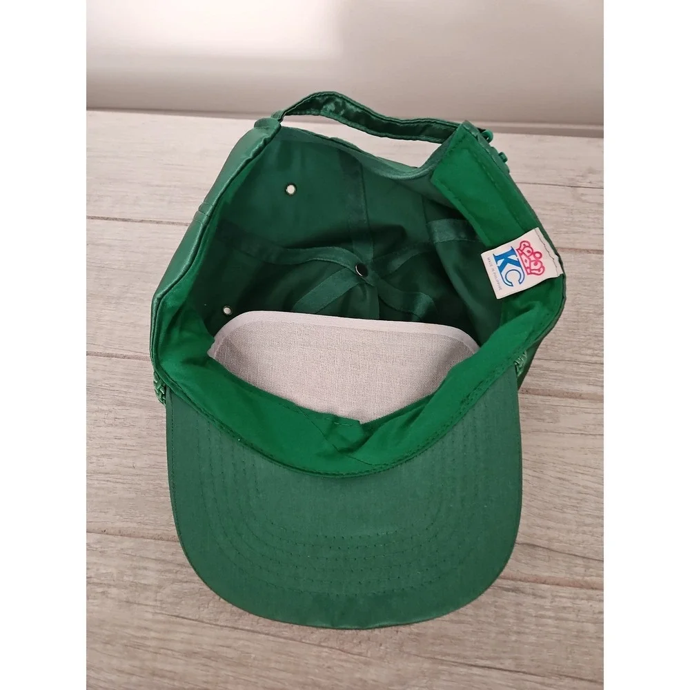 KC Vintage Green Satin Baseball Hat Cap Braided Rope Snapback Adjustable Unisex